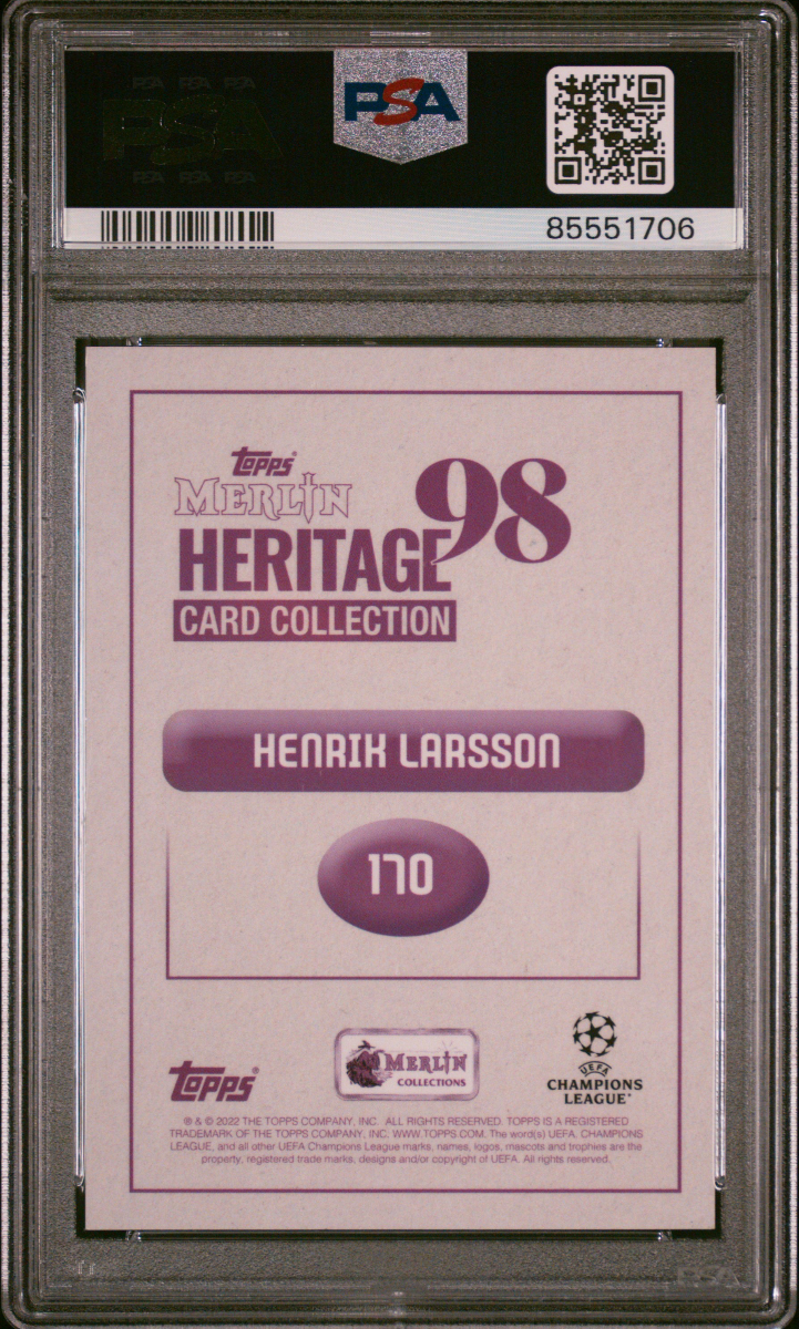 Henrik Larsson Topps Merlin ‘98 2022-23 Gold 1/1 — back