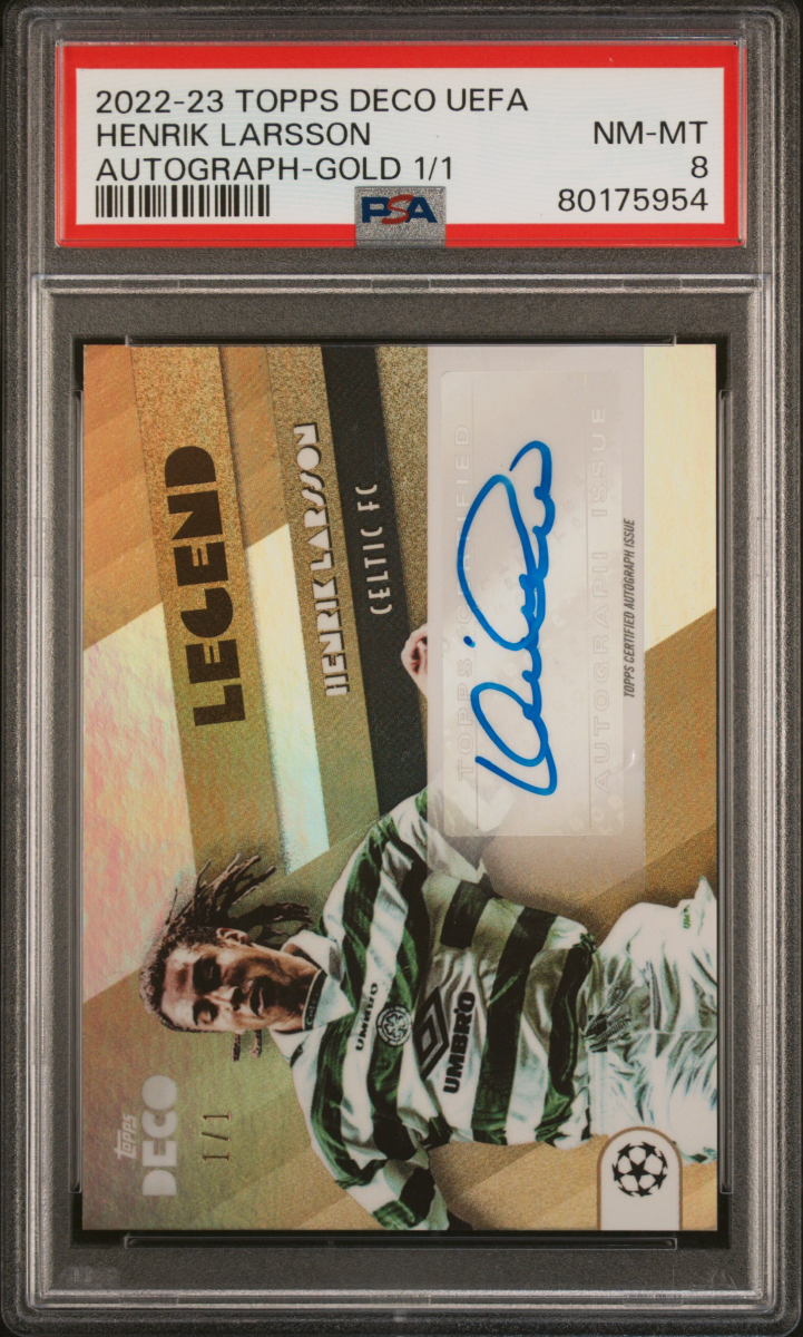 Henrik Larsson Topps Deco 2022-23 Autograph Gold 1/1 PSA 8