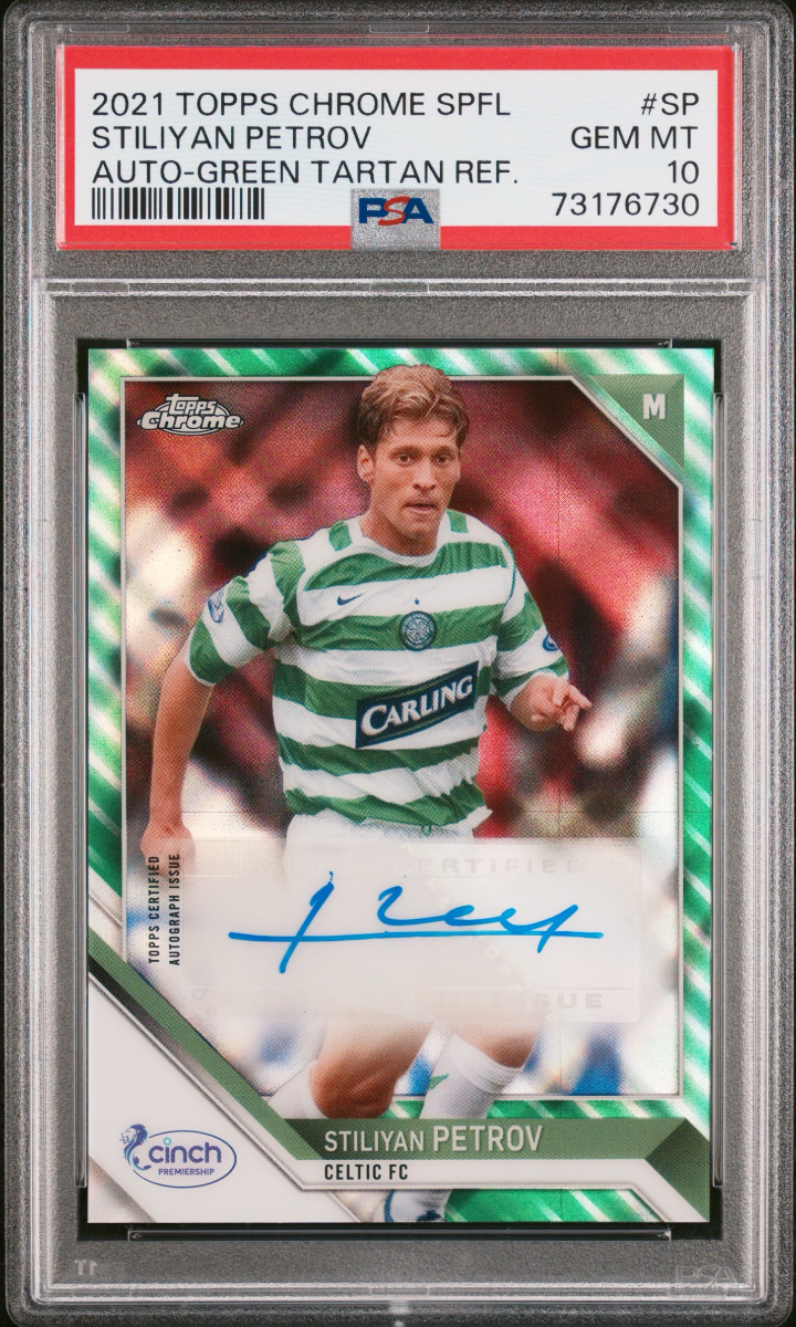 Stiliyan Petrov 2021 Topps Chrome SPFL Green Tartan Auto /35 PSA 10