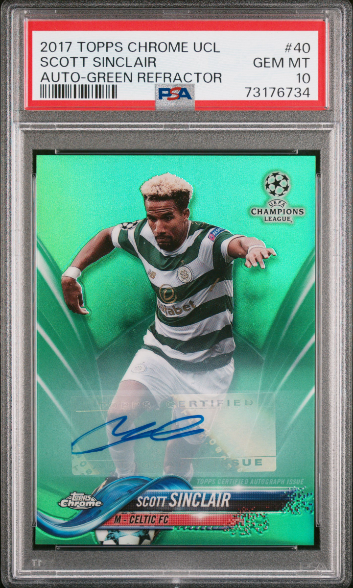 Scott Sinclair 2017 Topps Chrome UCL Auto Green /99 PSA 10