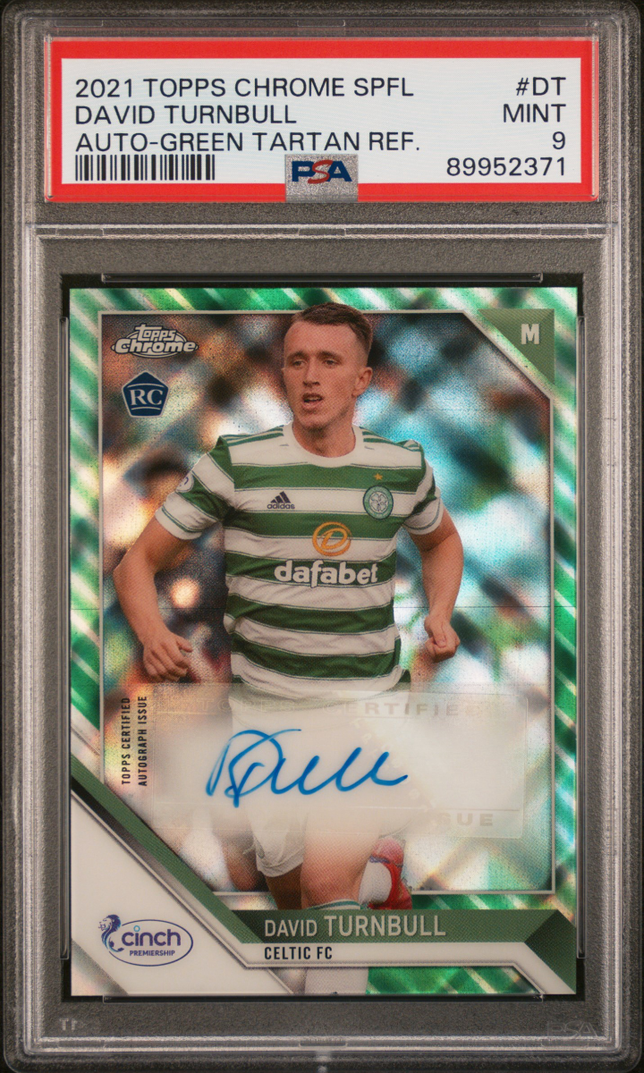 David Turnbull 2021 Topps Chrome SPFL Green Tartan Auto /35 PSA 9