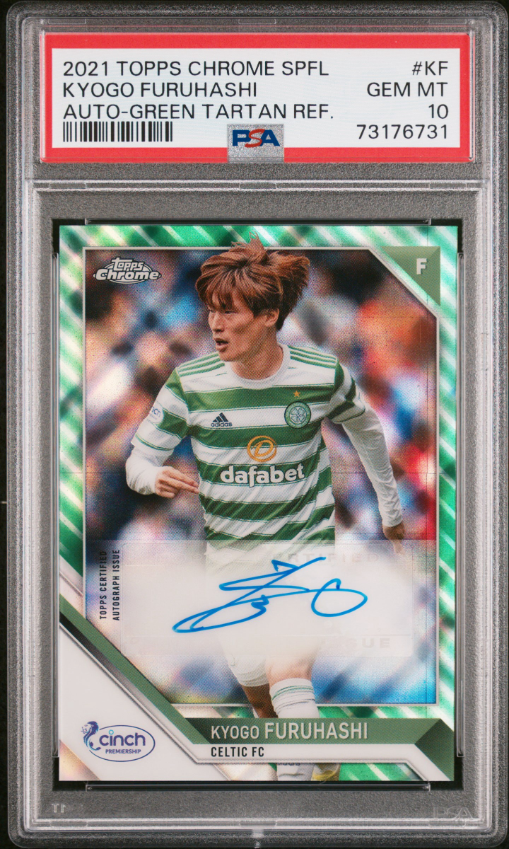 Kyogo Furuhashi 2021 Topps Chrome SPFL Green Tartan Auto /35 PSA 10