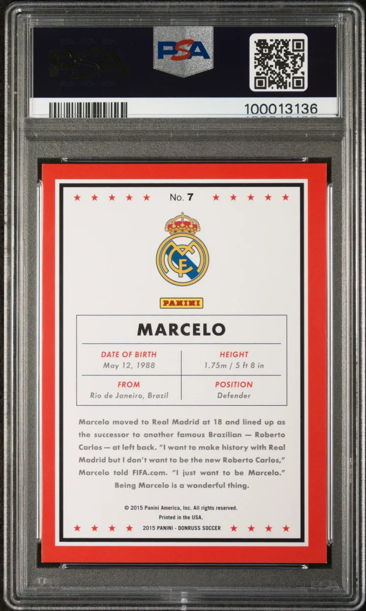 2015 Panini Donruss Marcelo Gold Panini Logo /10 — back