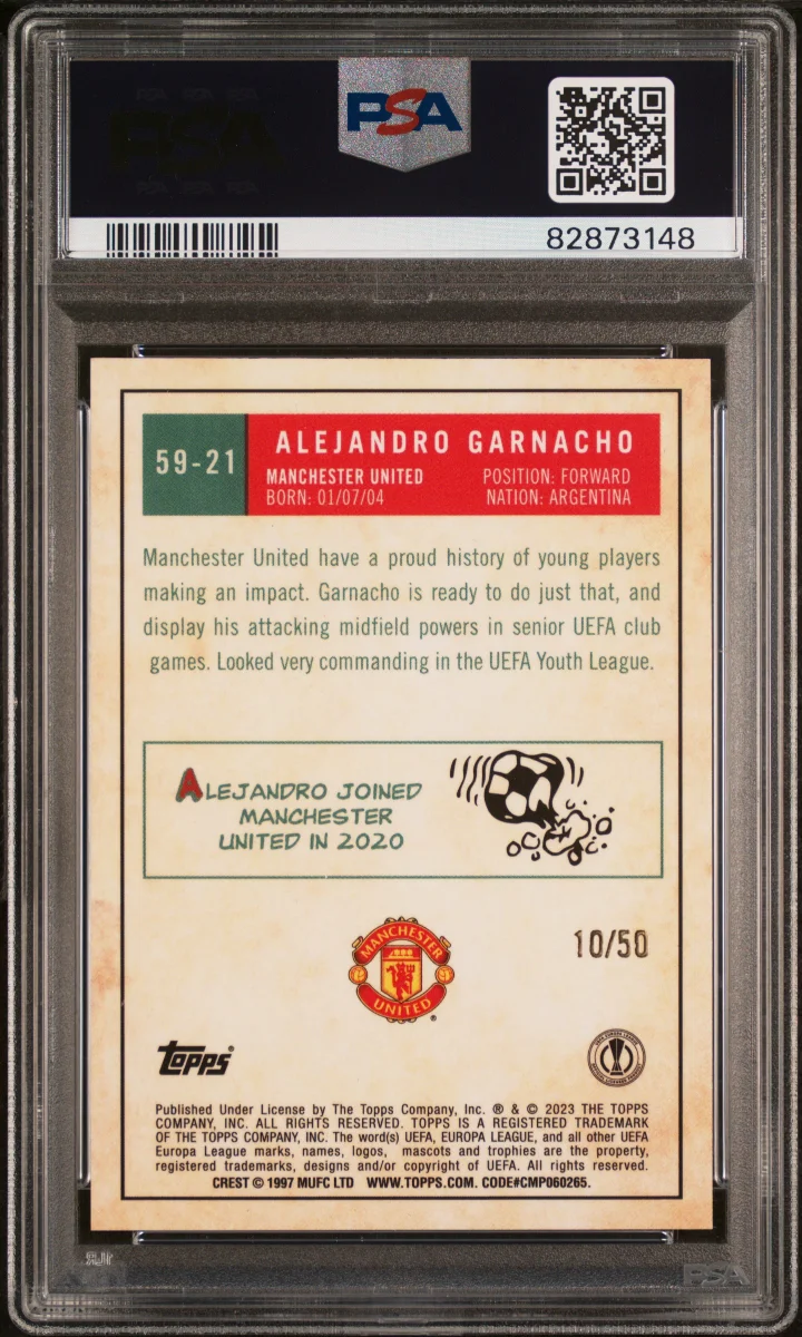 2022-23 topps chrome ucc Alejandro Garnacho Gold 1959 back