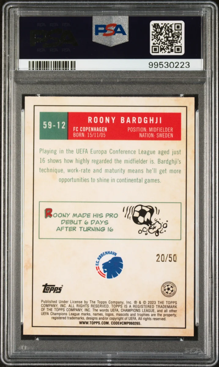 2022-23 topps chrome ucc Roony Bardghji Gold 1959 back