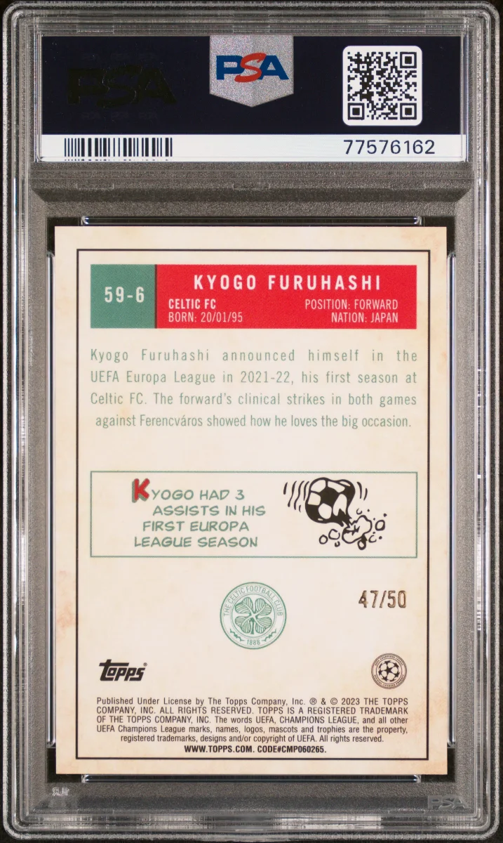 2022-23 topps chrome ucc Kyogo Furuhashi Gold 1959 back