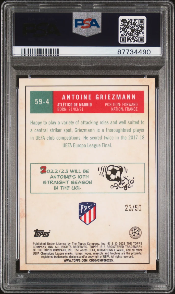 2022-23 topps chrome ucc Antoine Griezmann Gold 1959 back