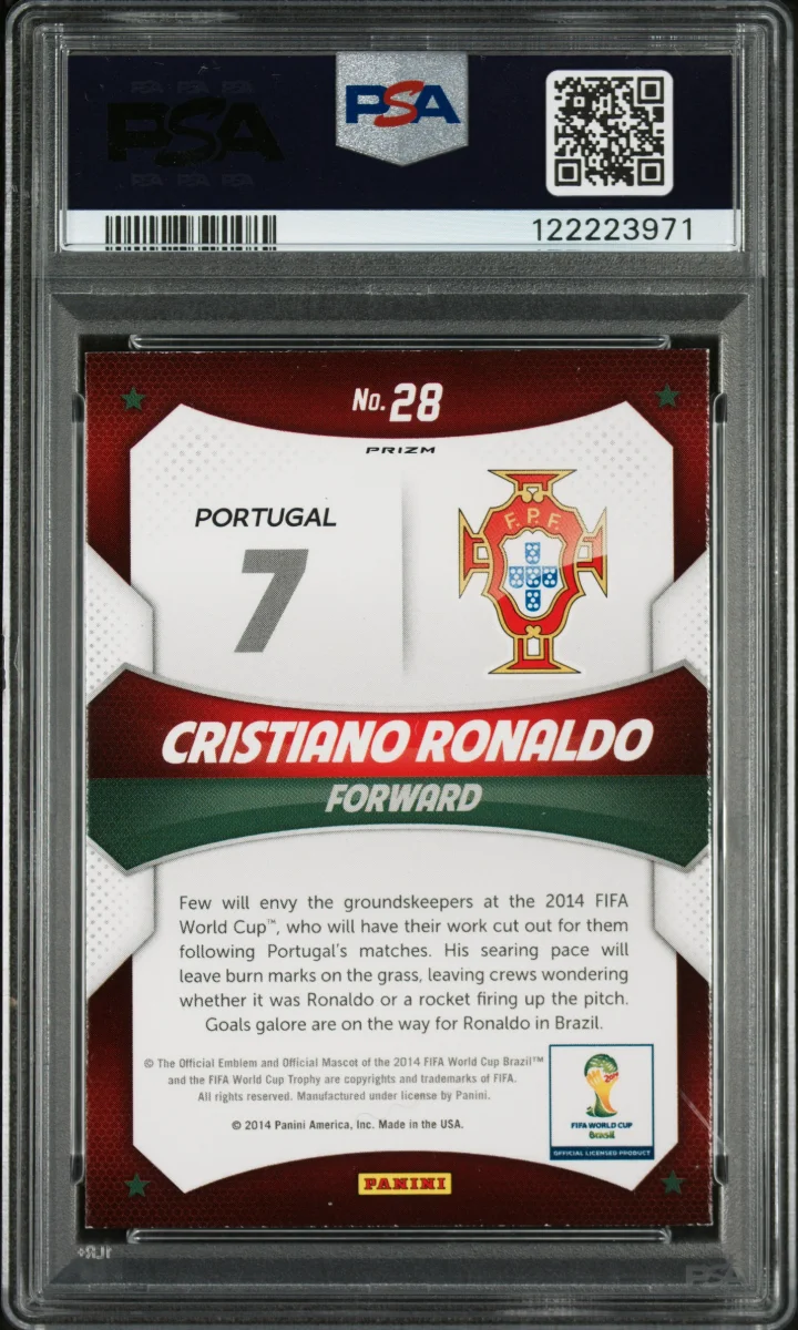 2014 Panini Prizm World Cup World Cup Stars Cristiano Ronaldo Red, White, and Blue Power Plaid — back