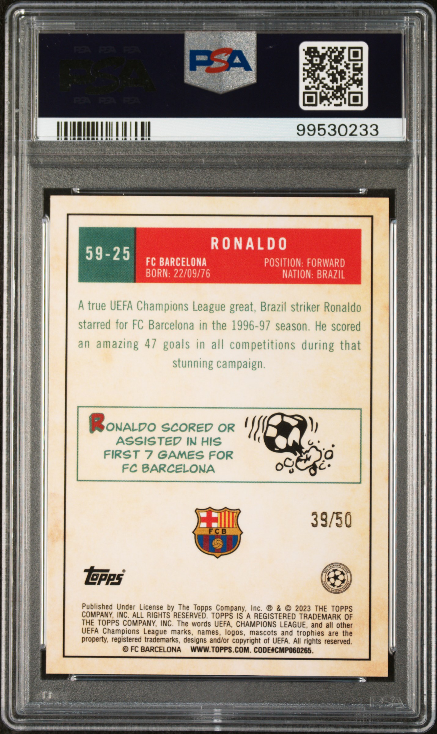 2022-23 topps chrome ucc Ronaldo Gold 1959 back