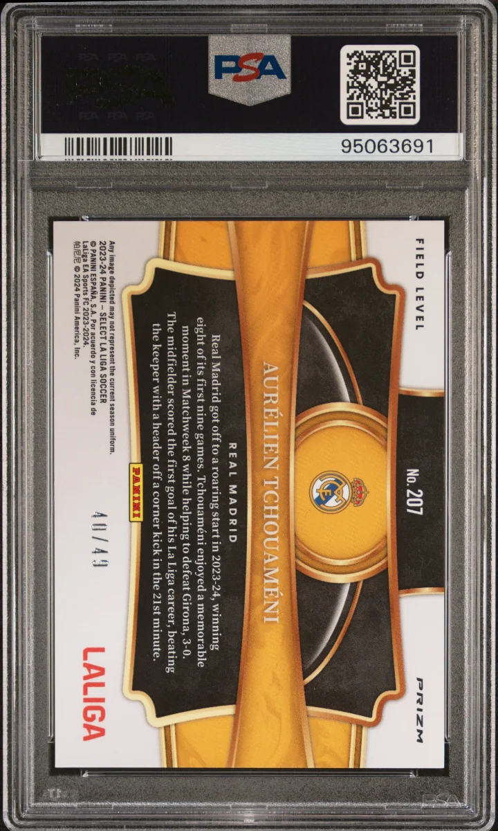 2023-24 Panini Select La Liga Aurelien Tchouaméni Field Level Orange /49 — back