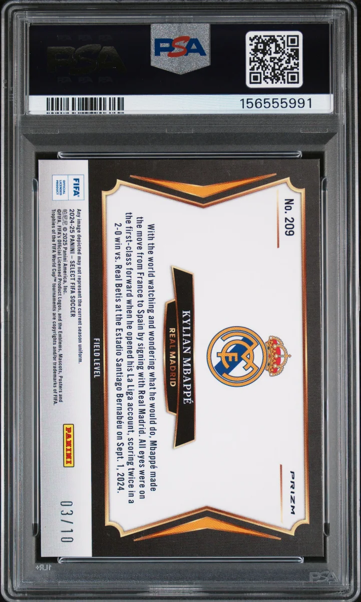 2024-25 Panini Select FIFA Kylian Mbappe Field Level Gold Ice /50 — back