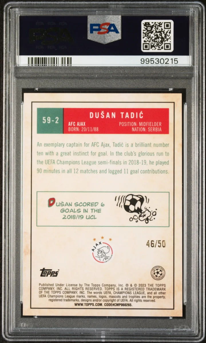 2022-23 topps chrome ucc Dusan Tadic Gold 1959 back