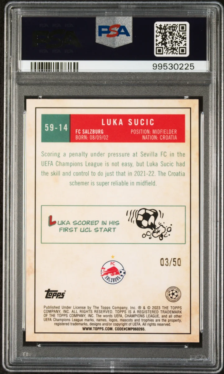 2022-23 topps chrome ucc Luka Sucic Gold 1959 back
