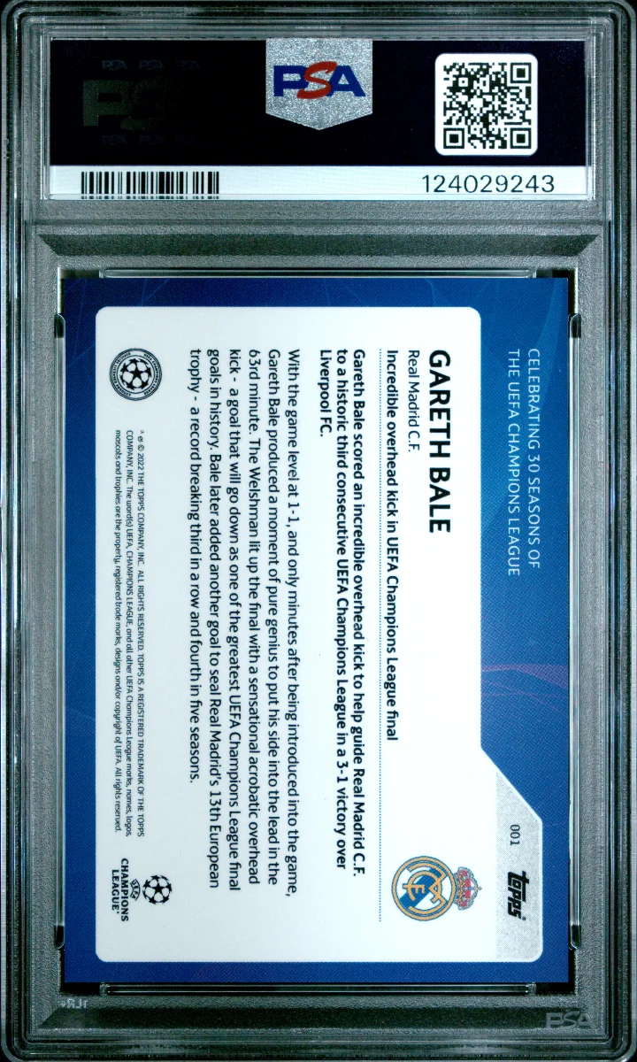 2022 Topps UCL 30th Season Celebration Gareth Bale Blue Foil /49 — back