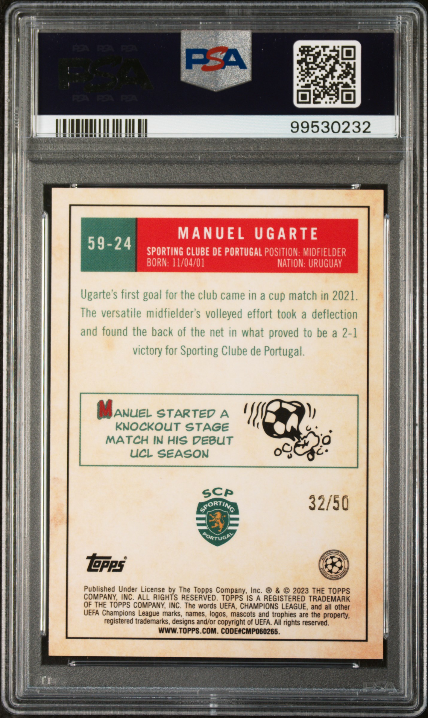 2022-23 topps chrome ucc Manuel Ugarte Gold 1959 back