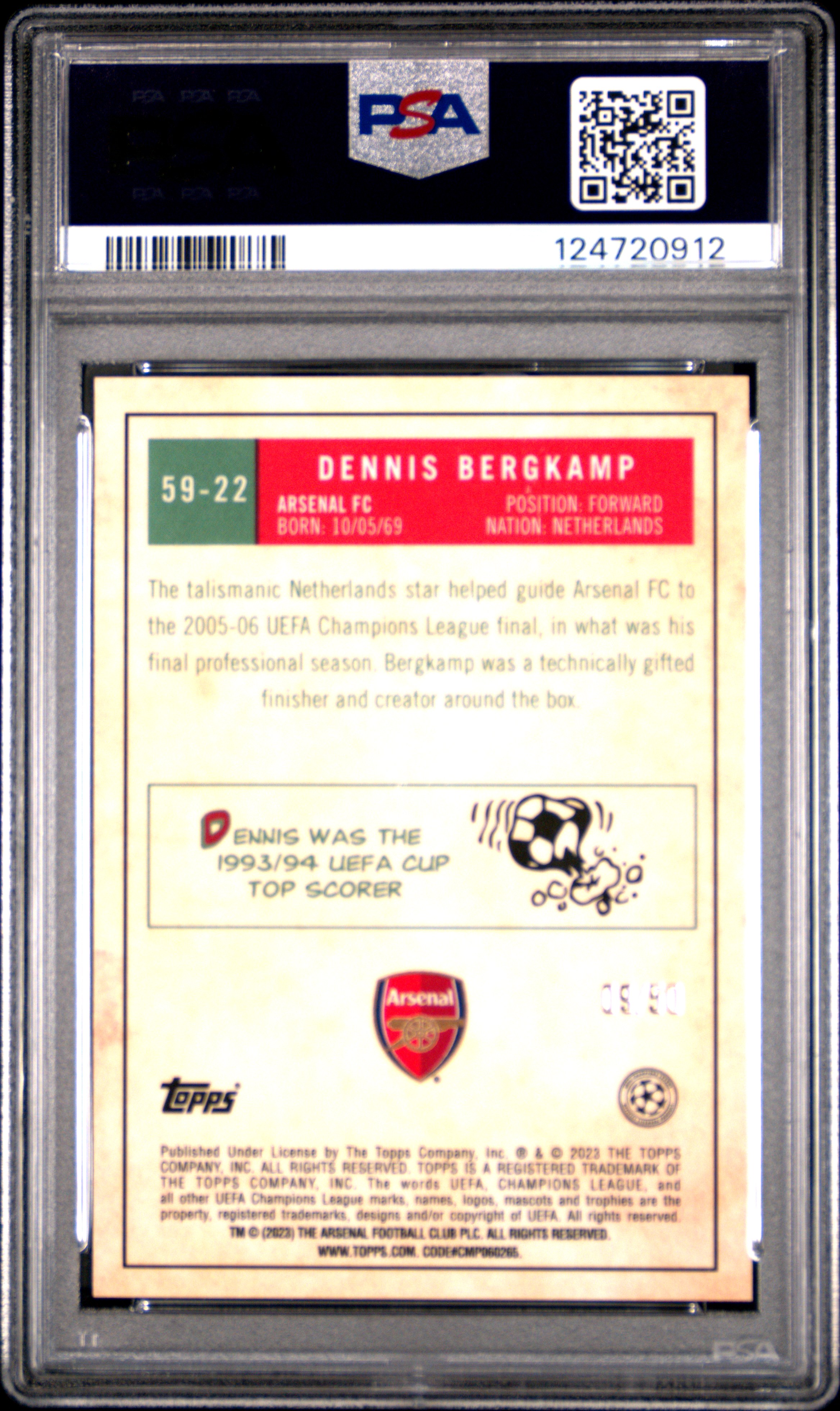 2022-23 topps chrome ucc Dennis Bergkamp Gold 1959 — back