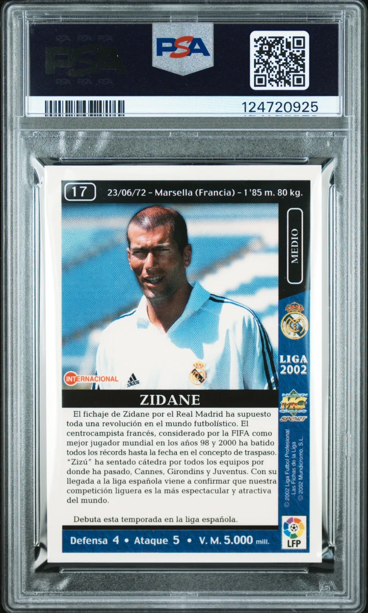 2001-02 Mundicromo Las Fichas de La Liga Zinedine Zidane  — back