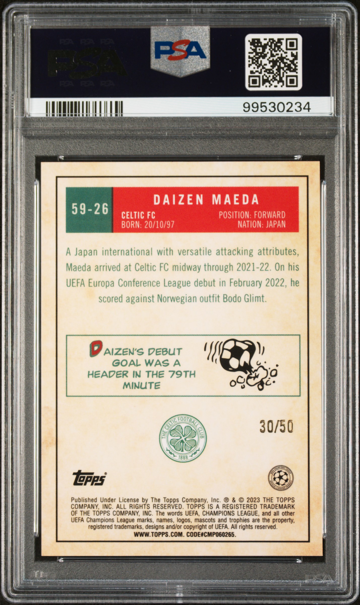 2022-23 topps chrome ucc Daizen Maeda Gold 1959 back