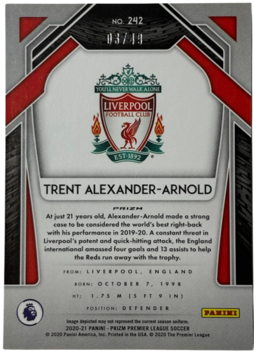 Trent Alexander Arnold 2020/21 Prizm 03/49 — back