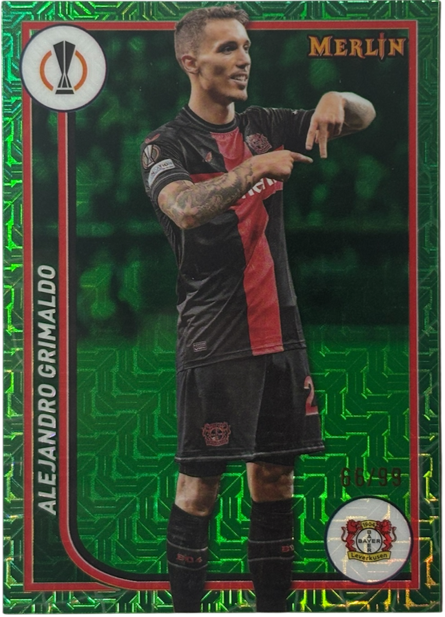Alejandro Grimaldo Topps Merlin UEFA Club Competitions Green Refractor 66/99