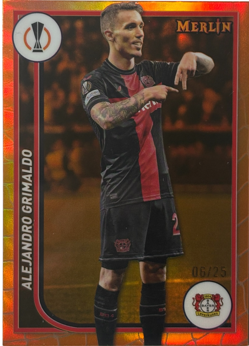 Alejandro Grimaldo Topps Merlin UEFA Club Competitions Orange Refractor 06/25 