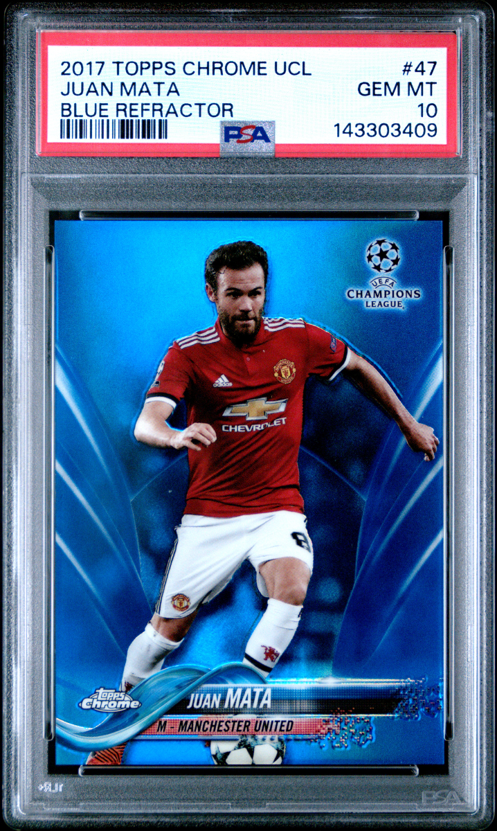 2017 TOPPS CHROME UEFA CHAMPIONS LEAGUE | BLUE REFRACTOR [#95/150] JUAN MATA 47