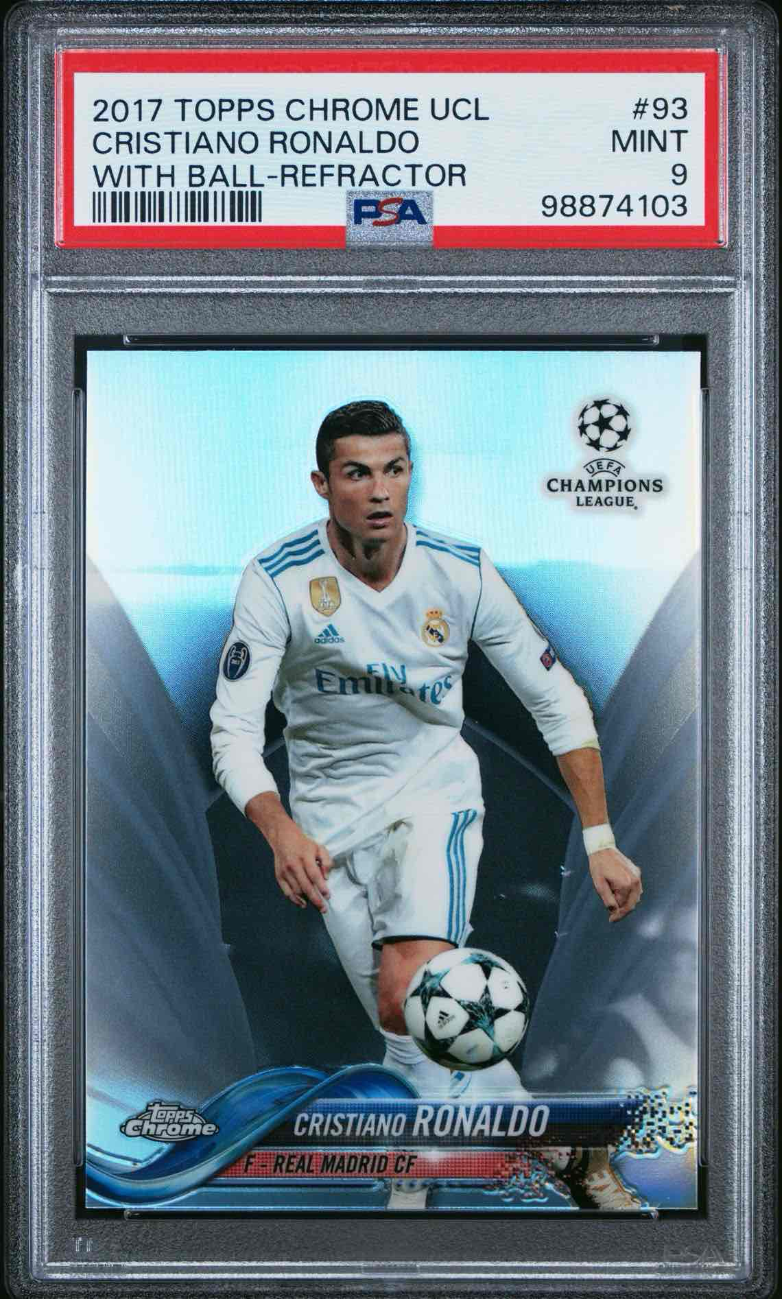 2017 TOPPS CHROME UEFA CHAMPIONS LEAGUE | WITH BALL-REFRACTORCRISTIANO RONALDO 93