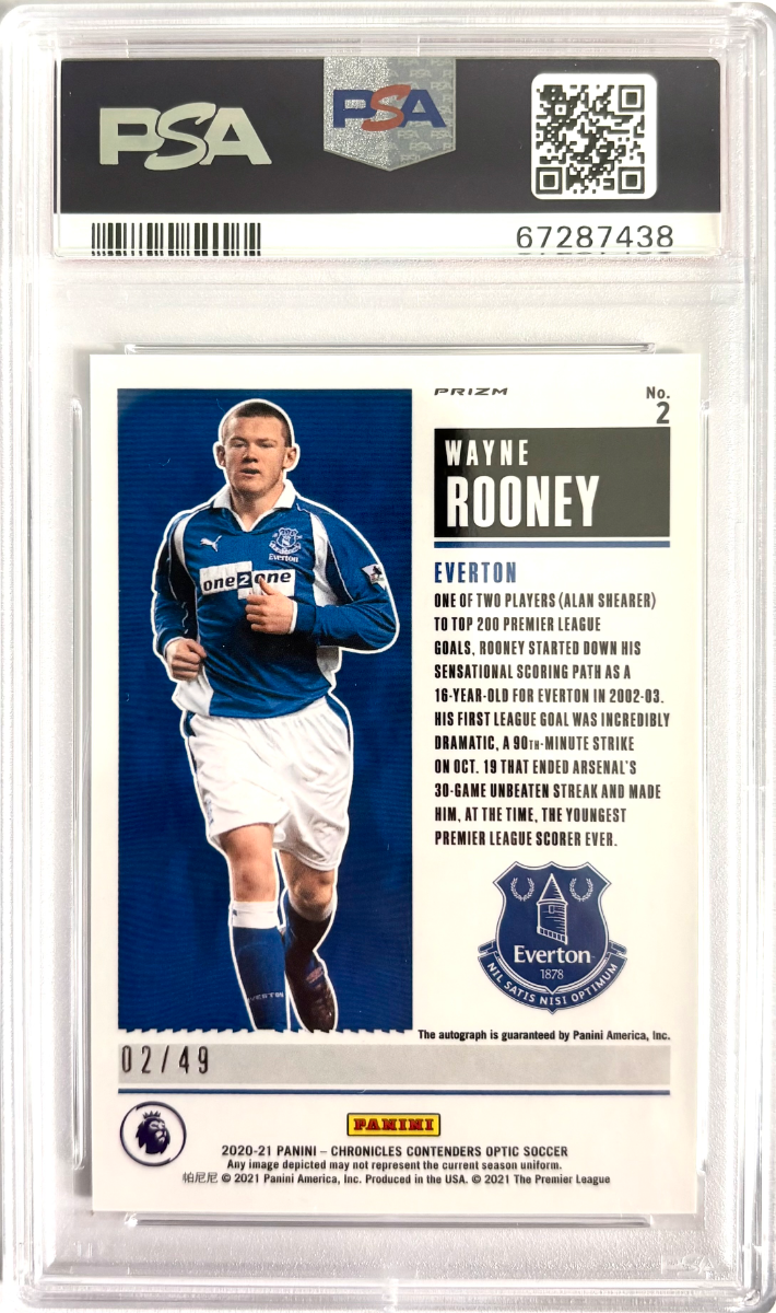 2020 PANINI CHRONICLES CONTENDERS OPTIC HISTORIC ROOKIE TICKET PREMIER WAYNE ROONEY 2 back