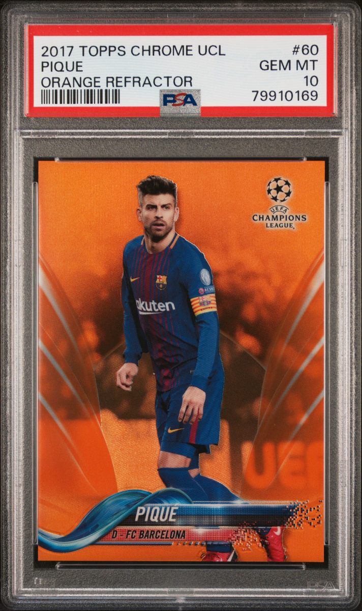 2017 TOPPS CHROME UEFA CHAMPIONS LEAGUE | ORANGE REFRACTOR [#18/25] PIQUE 60