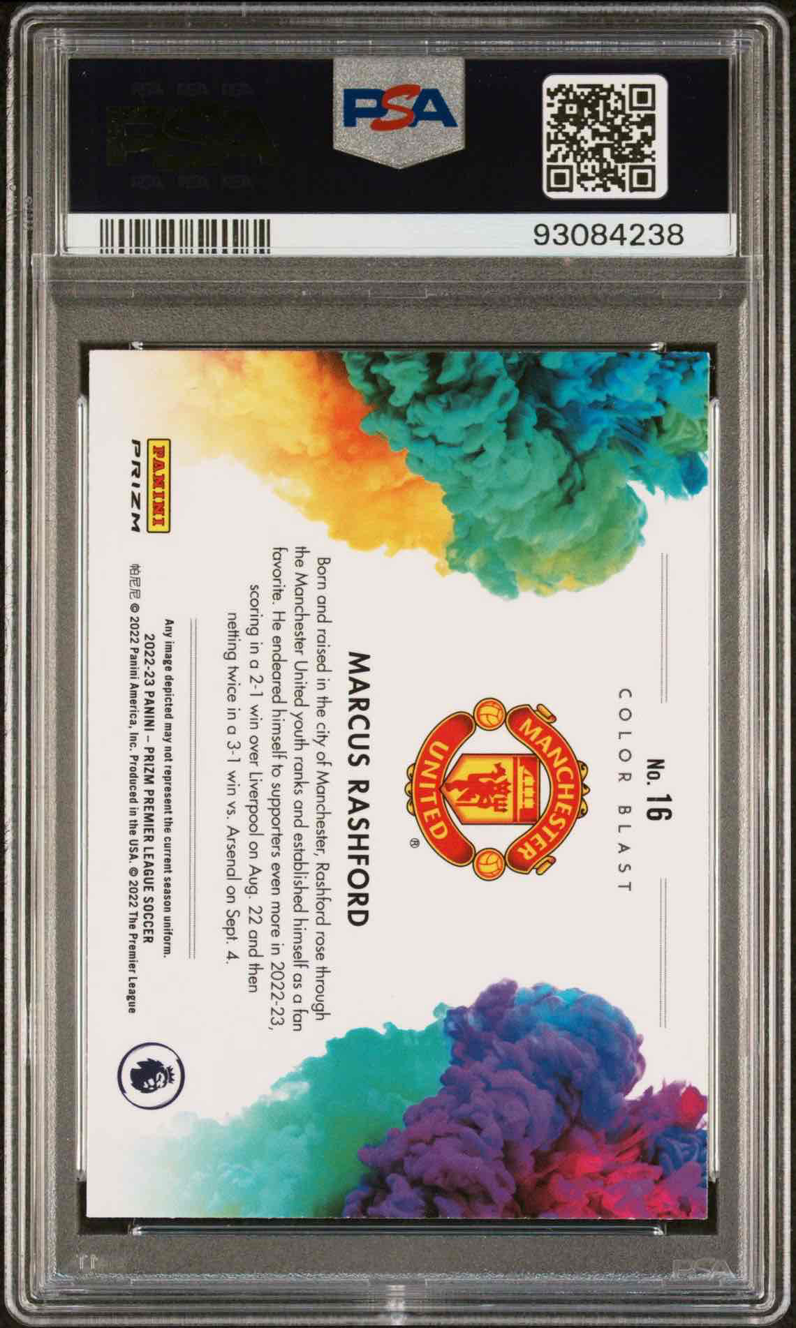 2022-23 PANINI PRIZM PREMIER LEAGUE COLOR BLASTMARCUS RASHFORD 16 back