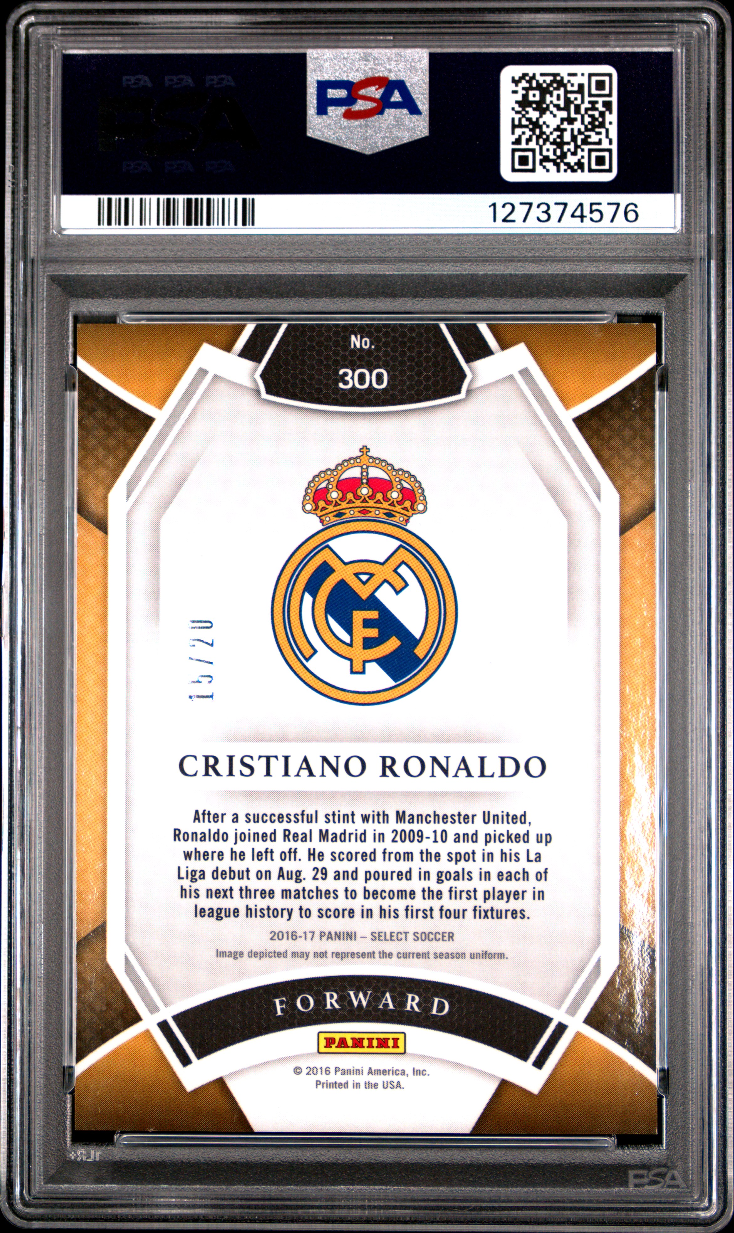 2016 PANINI SELECT | CAMO PRIZM [#15/20] CRISTIANO RONALDO 300 back