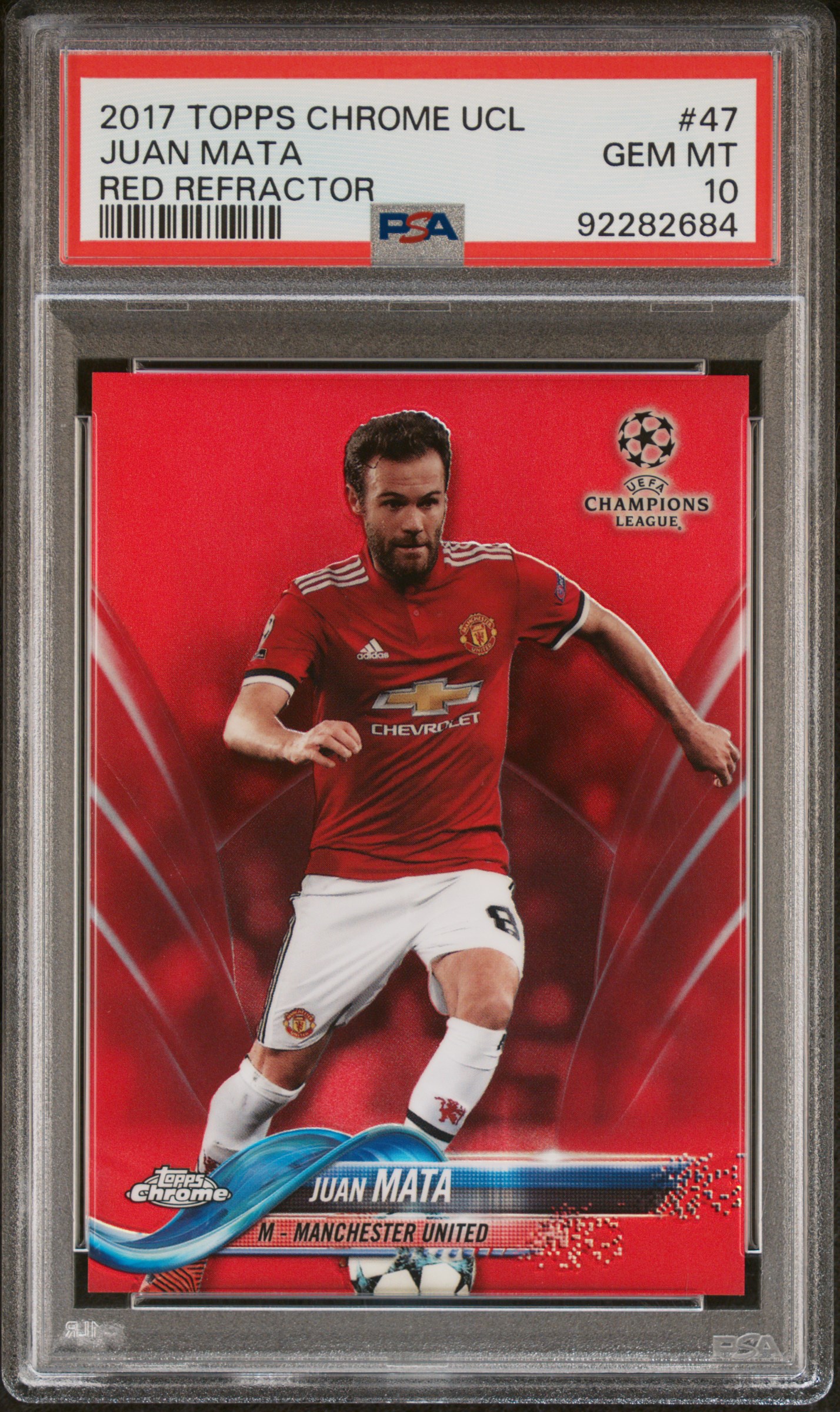 2017 TOPPS CHROME UEFA CHAMPIONS LEAGUE | RED REFRACTOR [#5/10] JUAN MATA 47