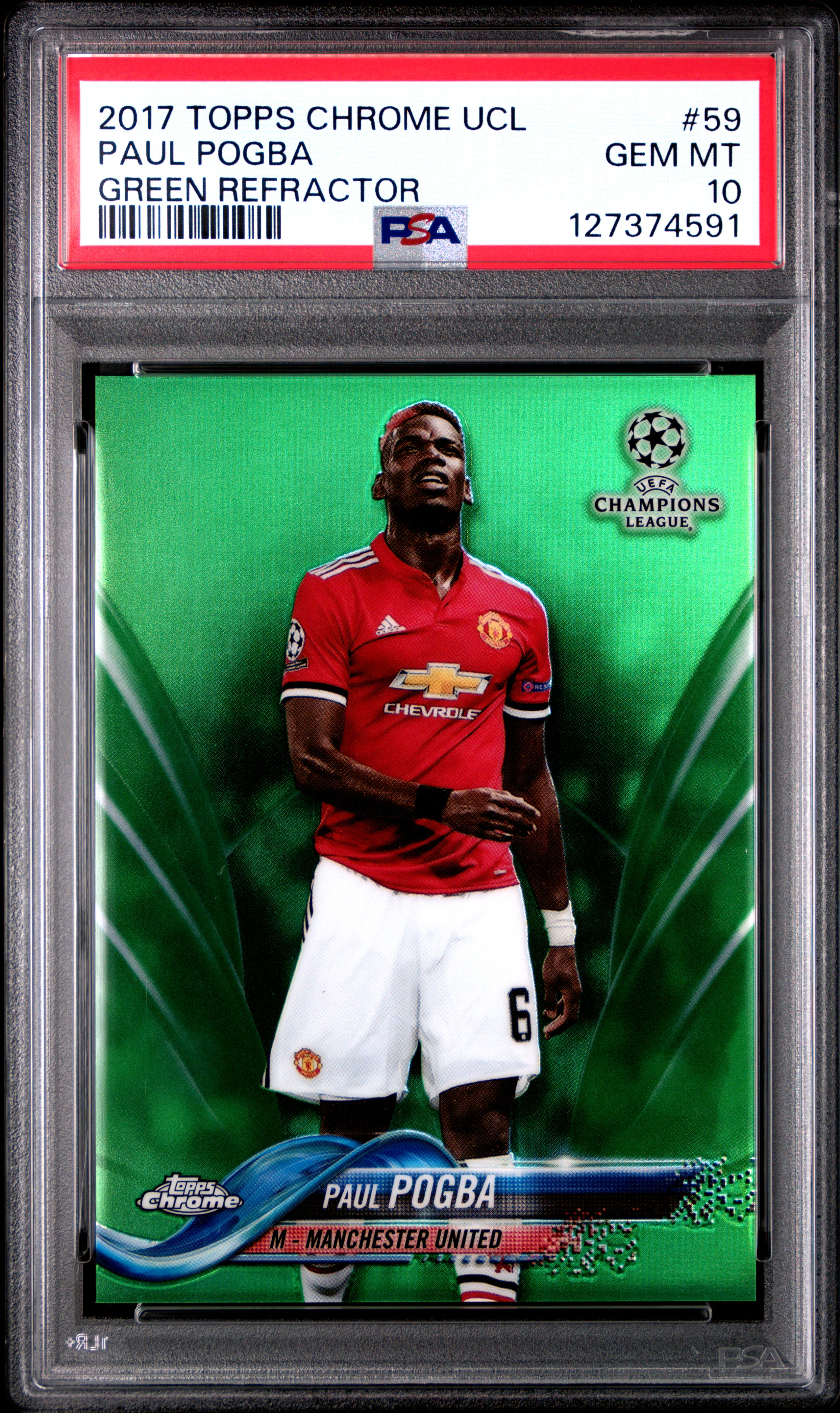 2017 TOPPS CHROME UEFA CHAMPIONS LEAGUE | GREEN REFRACTOR [#11/99] PAUL POGBA 59