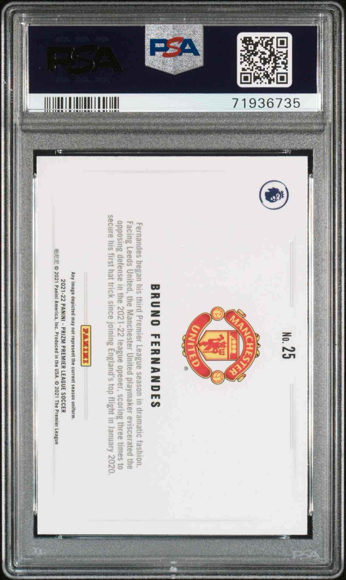 2021 PANINI PRIZM PREMIER LEAGUE COLOR BLASTBRUNO FERNANDES 25 back