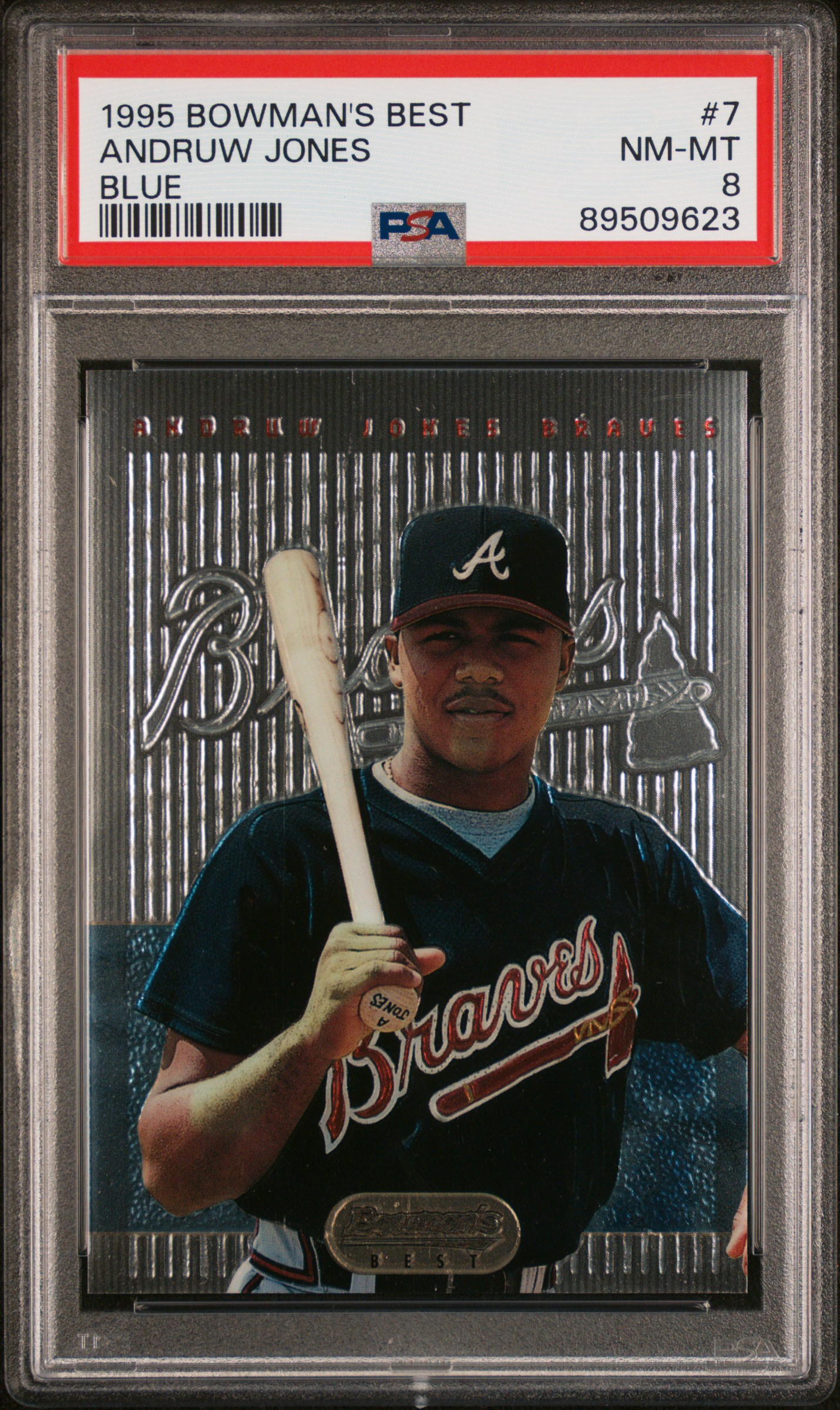 1995 BOWMAN'S BEST | BLUE ROOKIE CARD ANDRUW JONES 7