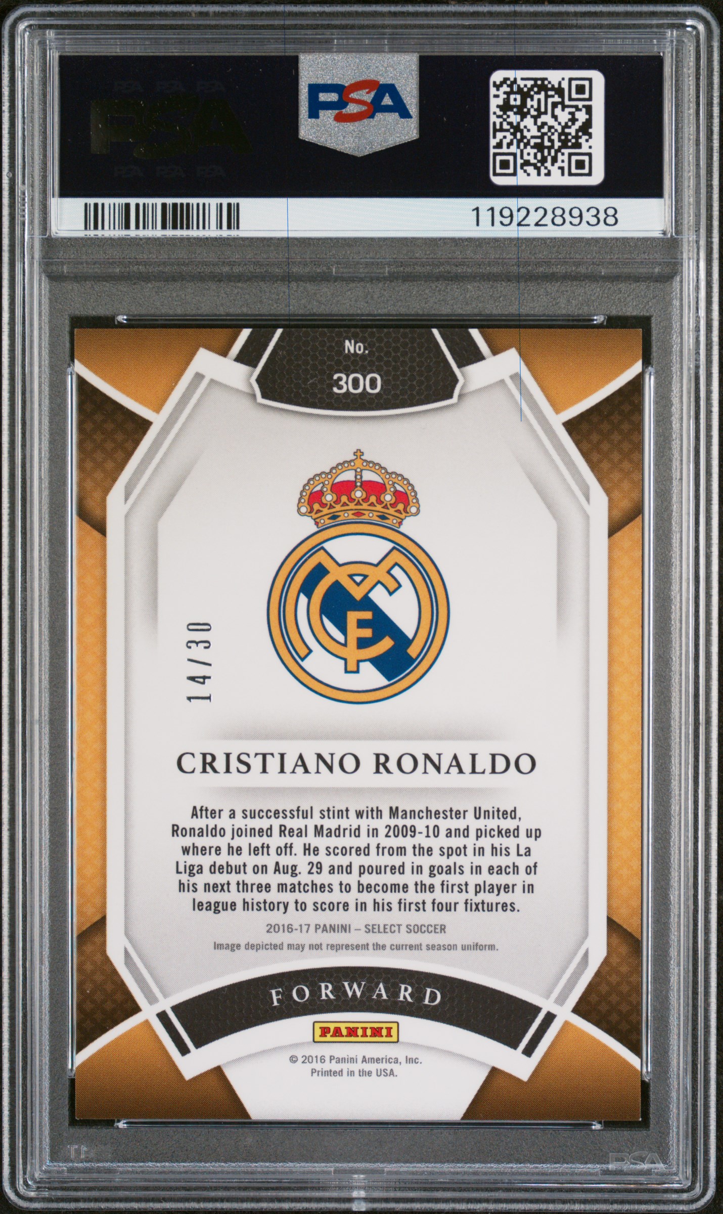 2016 PANINI SELECT | TIE-DYE PRIZM [#14/30] CRISTIANO RONALDO 300 back