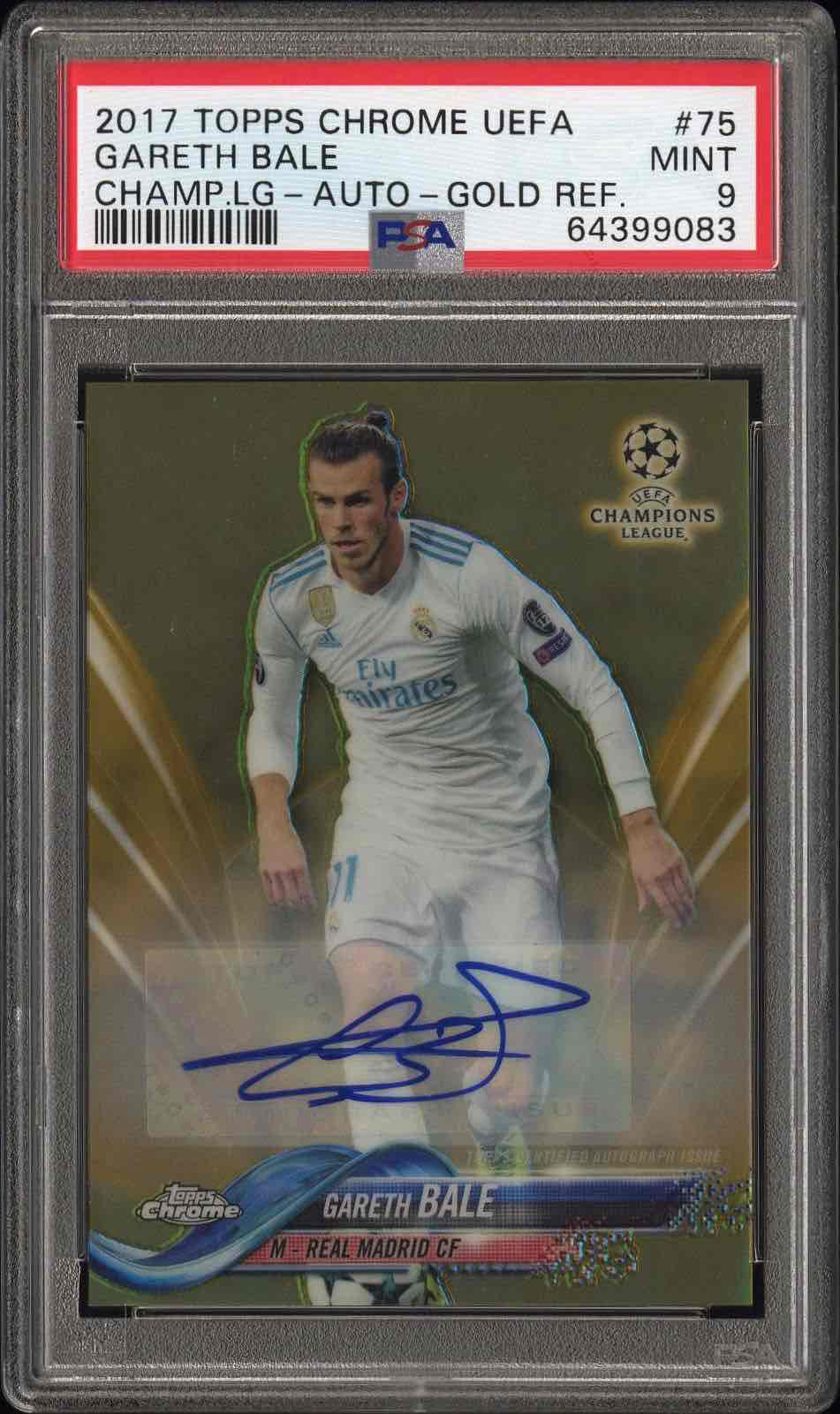 2017 TOPPS CHROME UEFA CHAMPIONS LEAGUE | AUTOGRAPH-GOLD REFRACTOR GARETH BALE 75