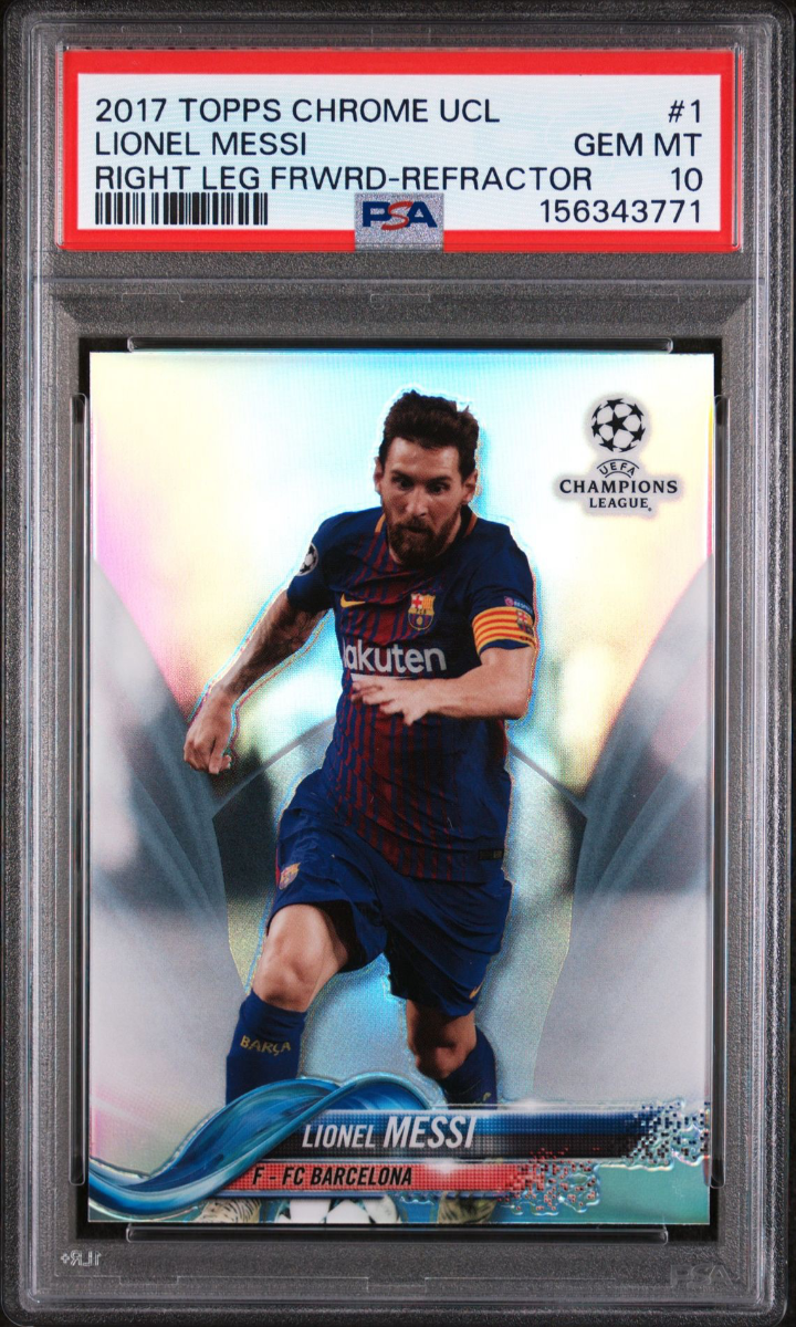 2017 TOPPS CHROME UEFA CHAMPIONS LEAGUE #1 LIONEL MESSI RIGHT LEG FRWRD-REFRACTOR
