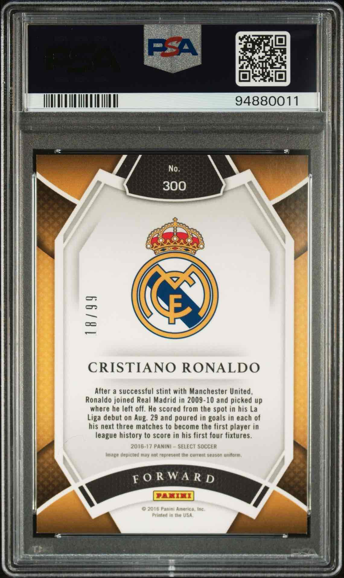 2016 PANINI SELECT | WHITE PRIZM [#18/99]CRISTIANO RONALDO 300 back