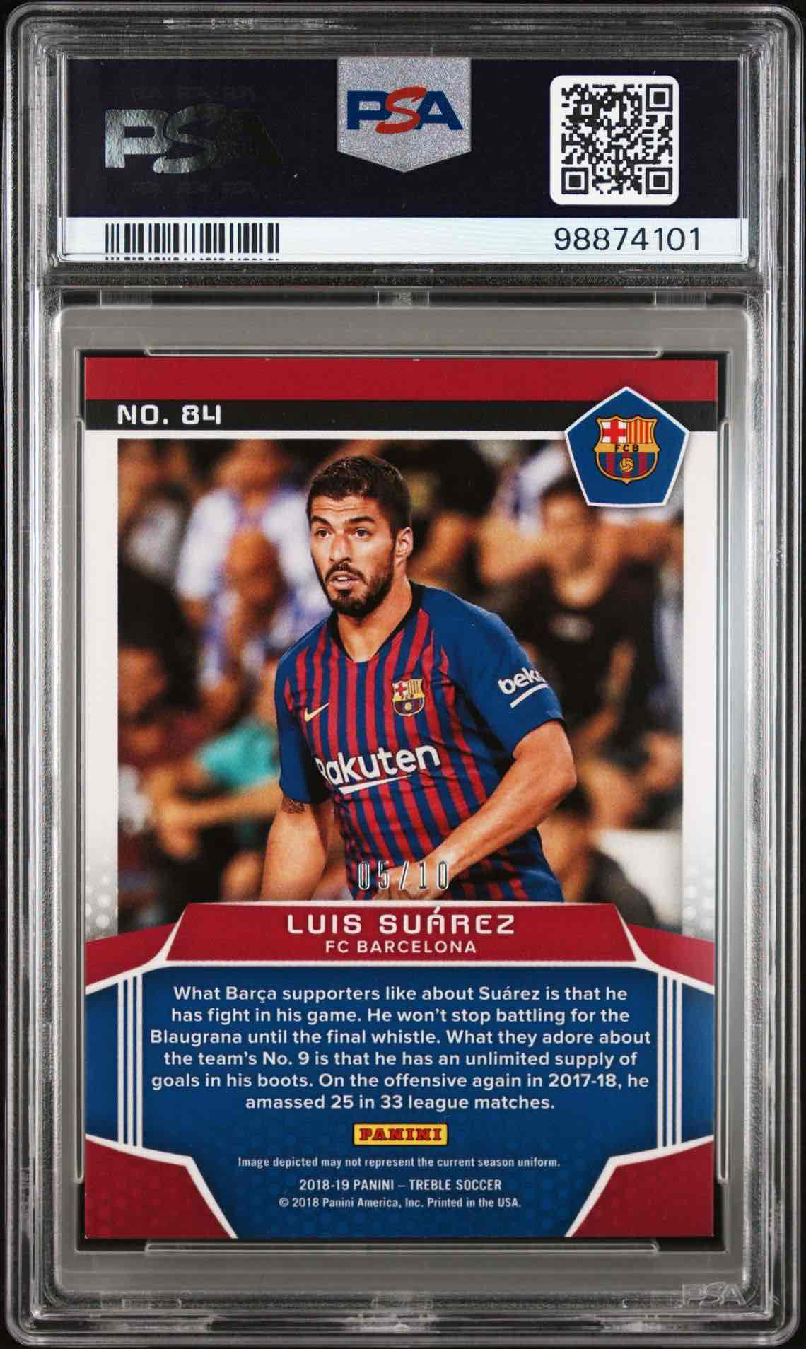 2018 PANINI TREBLE | GREEN [#5/10]LUIS SUAREZ 84 back