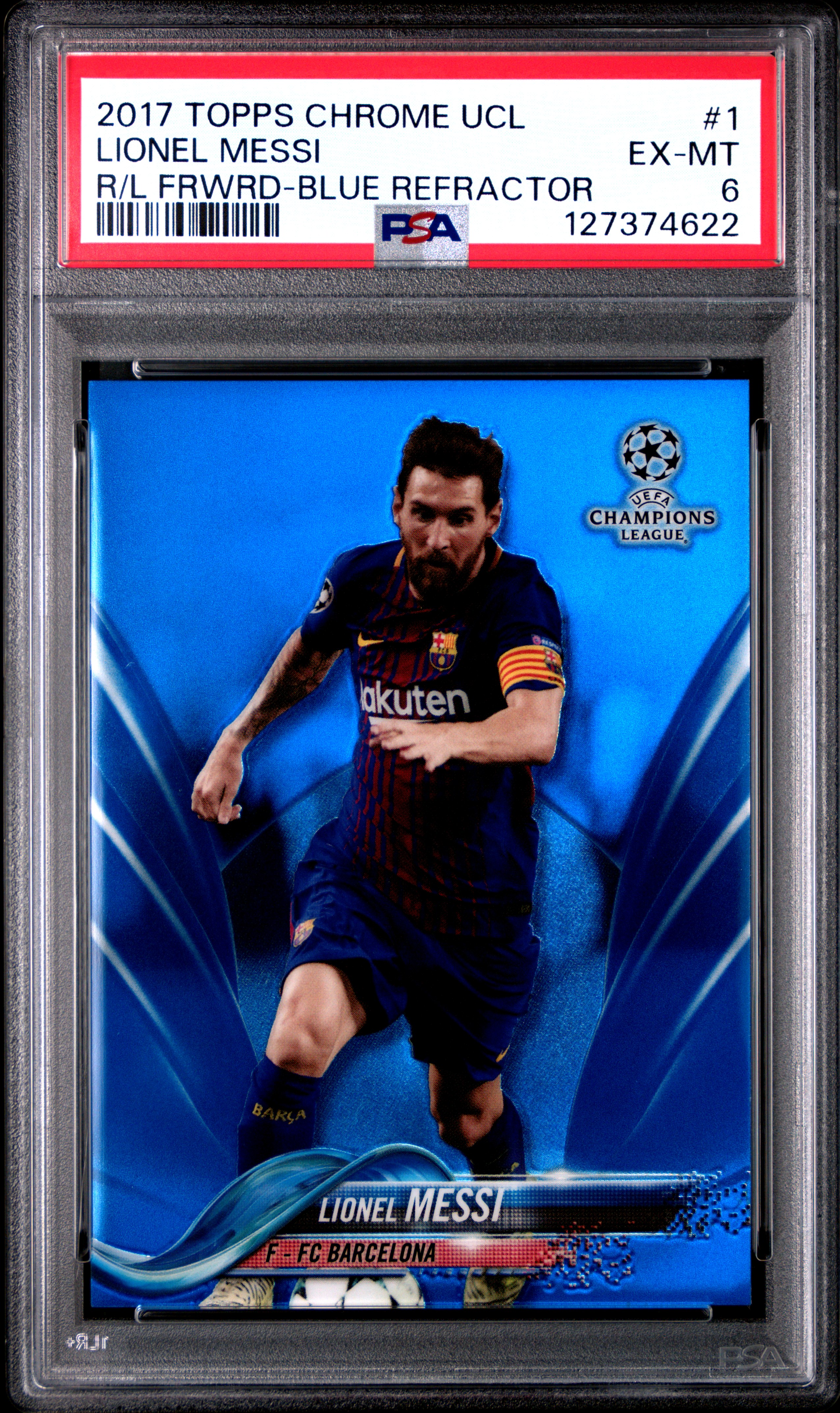 2017 TOPPS CHROME UEFA CHAMPIONS LEAGUE | RIGHT LEG FORWARD-BLUE LIONEL MESSI 1