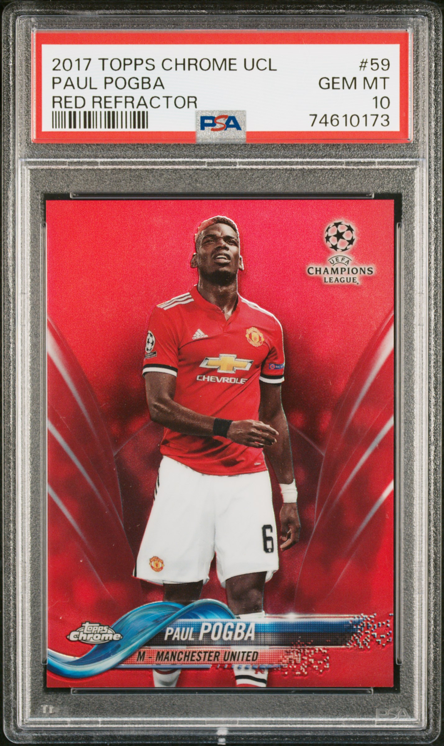 2017 TOPPS CHROME UEFA CHAMPIONS LEAGUE | RED REFRACTOR [#1/10] PAUL POGBA 59