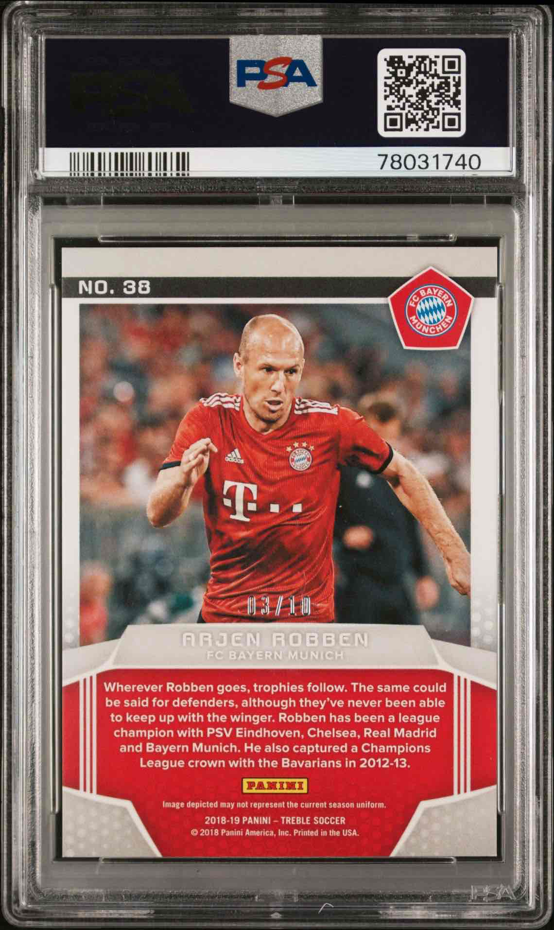 2018 PANINI TREBLE | GREEN [#3/10]ARJEN ROBBEN 38 back