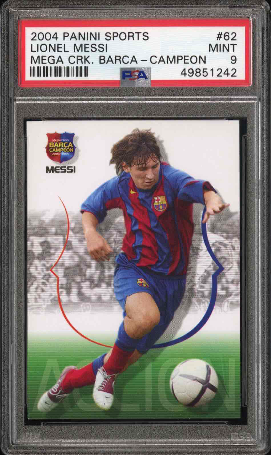 2004 PANINI SPORTS MEGA CRACKS BARCA | CAMPEON (SPANISH) ROOKIE CARDLIONEL MESSI 62