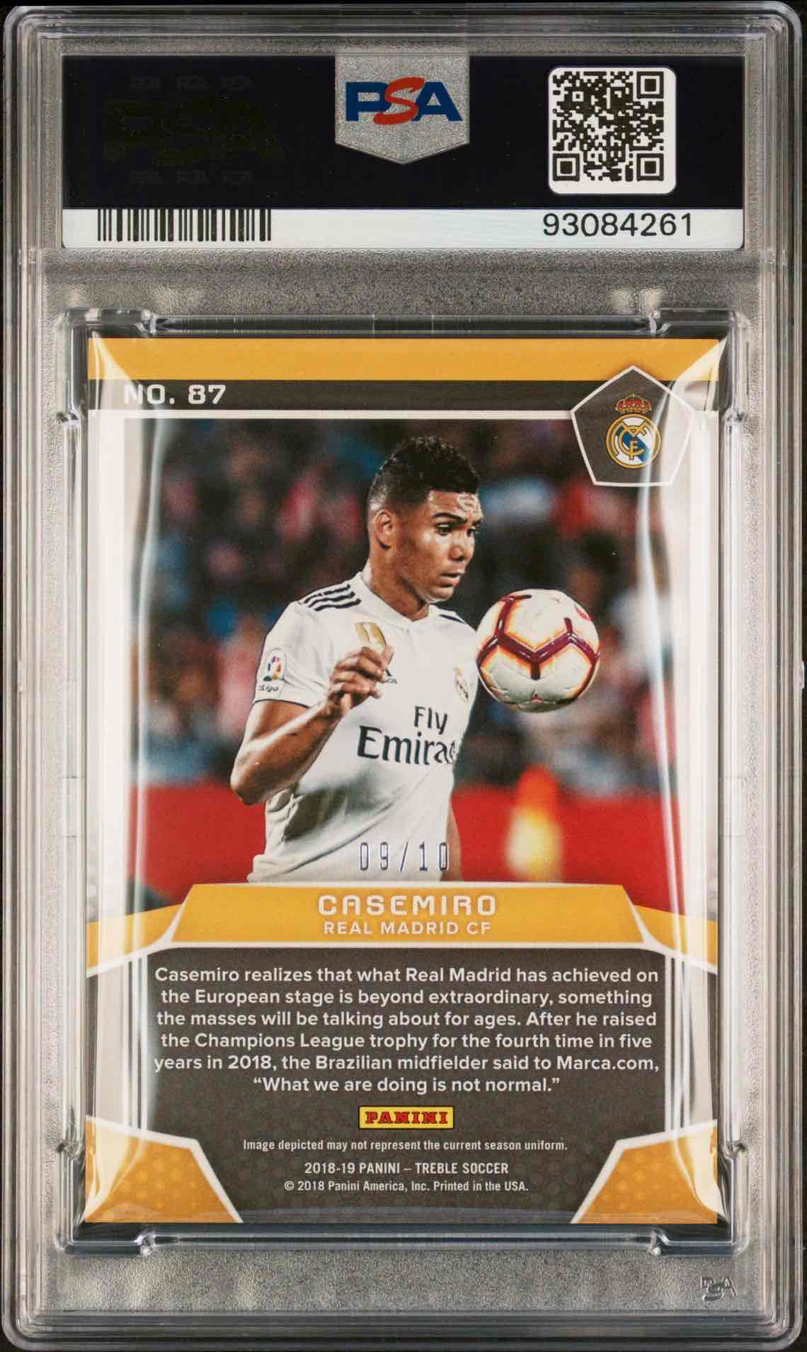 2018 PANINI TREBLE | GREEN [#9/10]CASEMIRO 87 — back