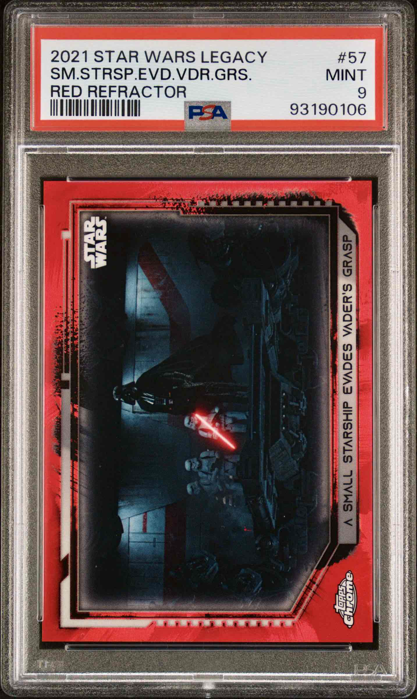 2021 Star Wars Legacy Chrome A Small Starship Evades Vader’s Grasp Red /5 - PSA 9