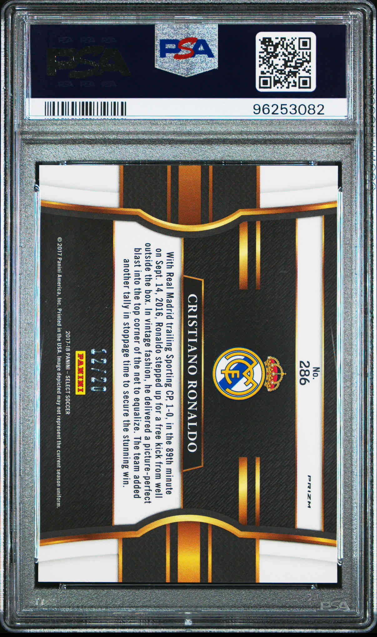 2017 Select Cristiano Ronaldo Field Level Camo /20 - PSA 10 back