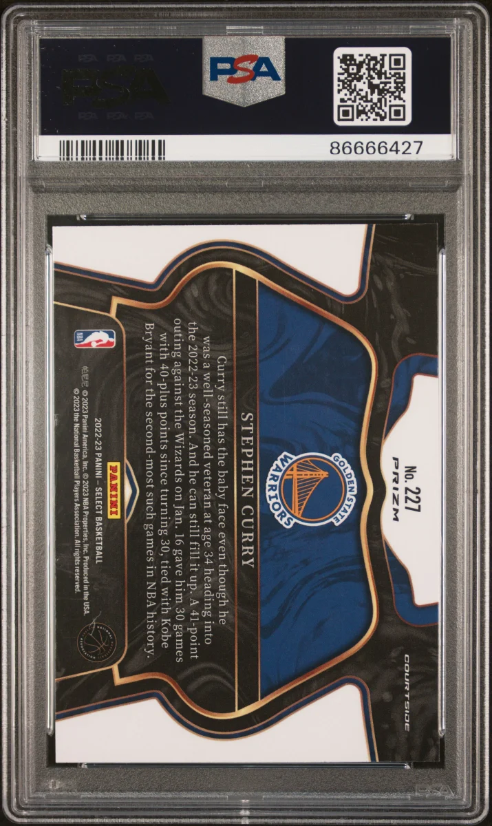 2022 Select Stephen Curry Courtside Elephan Prizm PSA 9 back
