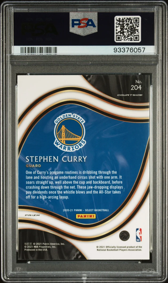 2020 PANINI SELECT STEPHEN CURRY ELEPHANT PRIZM PSA 10 back