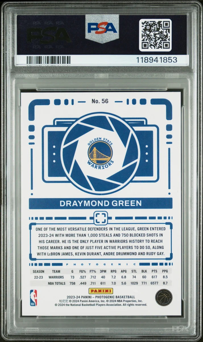 2023 Photogenic Basketball Draymond Green Fireworks Prizm PSA 9 back